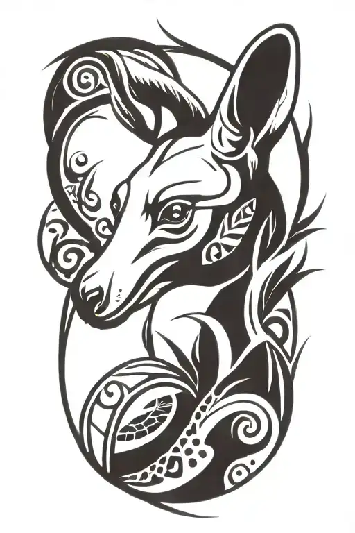 gambler kangaroo tattoo design idea