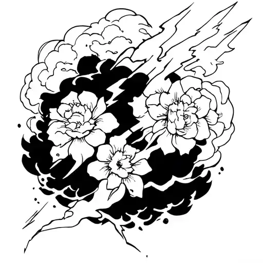 bunch of white lightning storm tattoo design idea