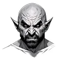 Azog from the Hobbit with pure black eyes tattoo design idea