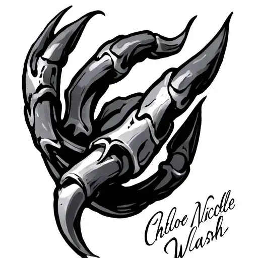  claw marks with the name Chloe Nichole Walsh running through it tattoo design idea