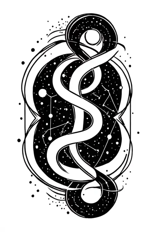 Aquarius cancer Sagittarius constellation intertwined tattoo design idea