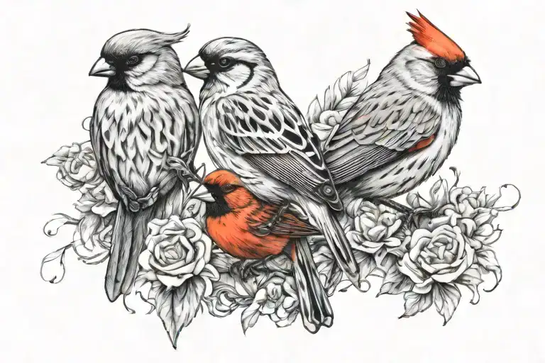 A sparrow, doctor bird, and cardinal bird  tattoo around a wrist tattoo design idea