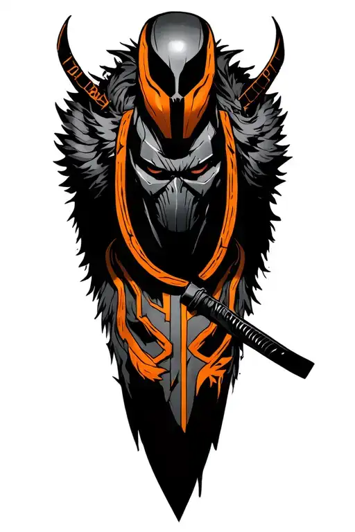 combine characters deathstroke and wukong full body tattoo design idea