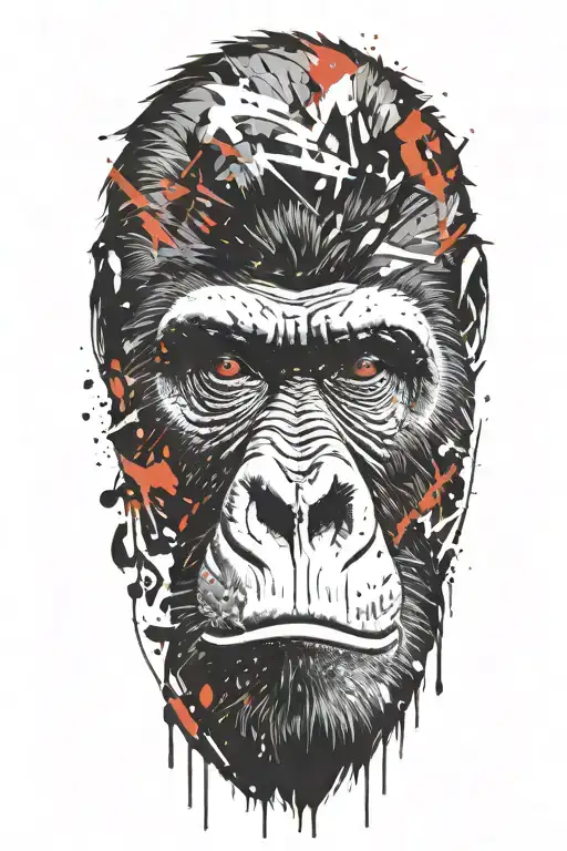 gorilla's face tattoo design idea
