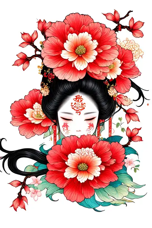 Sakura and Kiku and Botan tattoo design idea