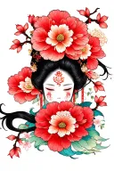 Sakura and Kiku and Botan tattoo design idea