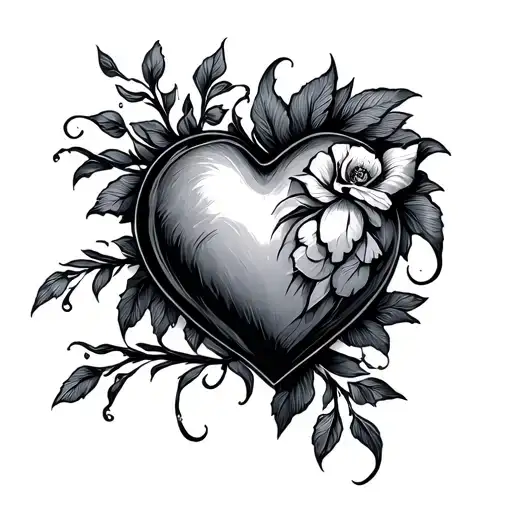 K & N Heart tattoo design idea