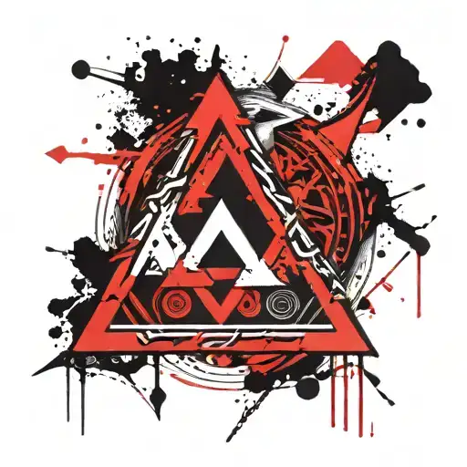 Tattoo Concept:  Central Symbol: At the heart of the tattoo, the Valknut symbol is boldly drawn with strong, angular lin tattoo design idea