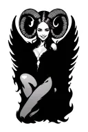 aries zodiac sign sexy smiling female wings fire surrounded tattoo design idea