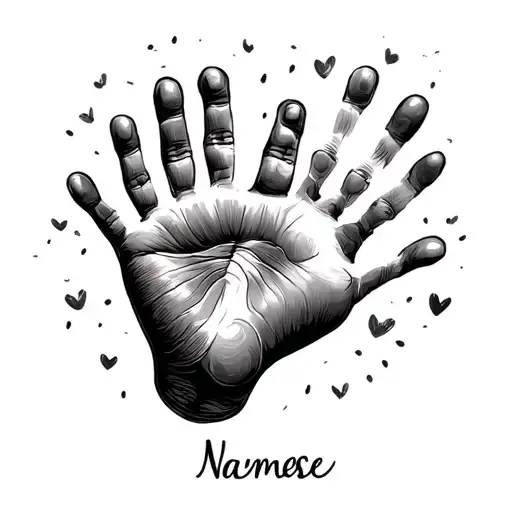 baby foot and hand print with name tattoo design idea