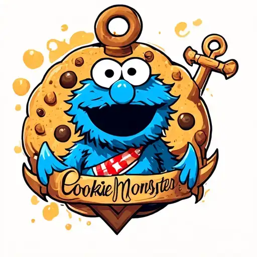 Cookie Monster with an anchor tattoo featuring tattoo design idea
