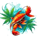 I would like a tattoo of a carp with a lobster, who are my underwater party. One should smoke weed tattoo design idea