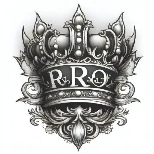 crown with the letter R in the spikes tattoo design idea