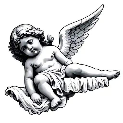 cherub angel with towel covering tattoo design idea