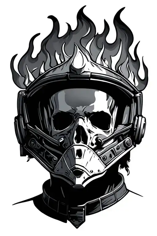 fire helmet tattoo design idea