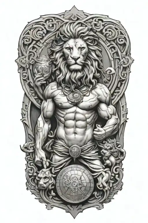 Atlas Holding The World With Lion Greek God with celtic tattoos tattoo design idea