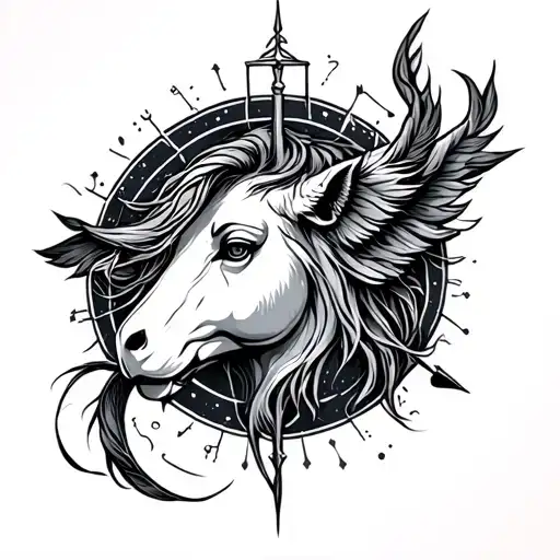 sagittarius, libra, aquarious zodiac sign tattoo design idea