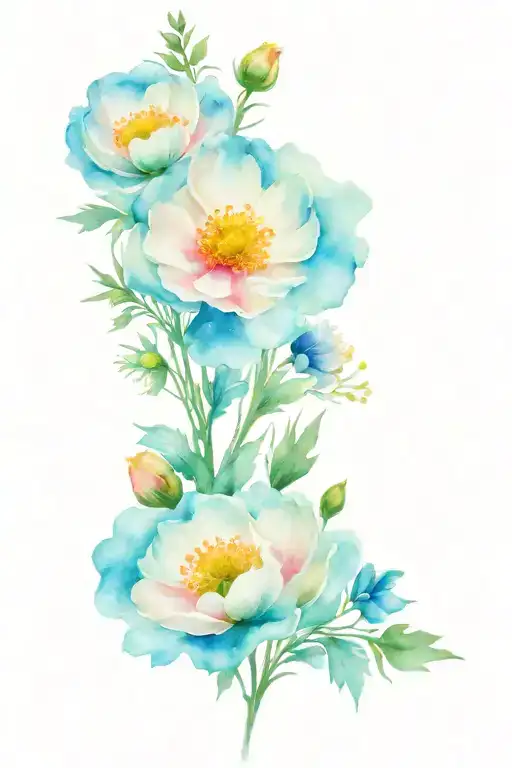 poppy aster cosmos flower bouquet tattoo design idea