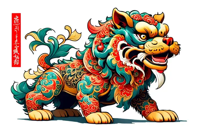 Foo dog tattoo design idea
