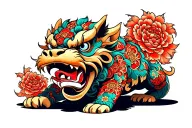 Foo dog tattoo design idea