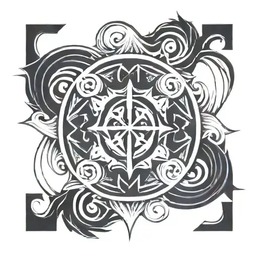 waves Chi Rho symbol combined together tattoo design idea