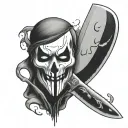 knife and ghostface mask tattoo design idea