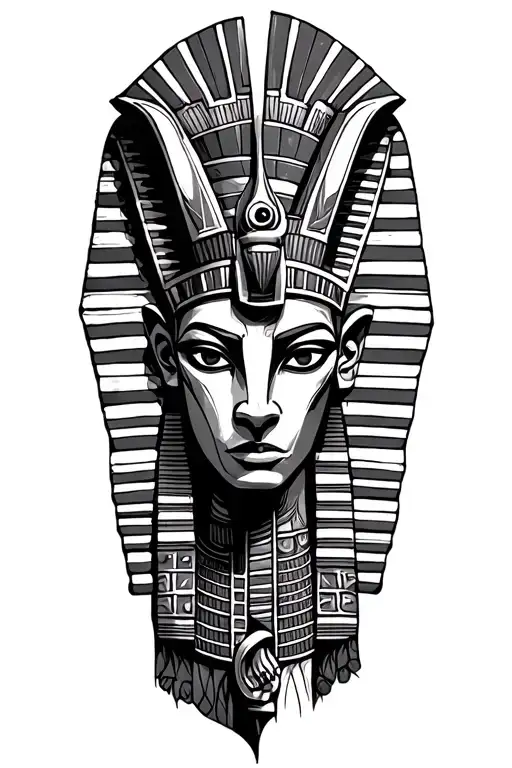 A Fusion Of Egyptian And Inka Symbolism, Featuring Anubis And all seing eye On in easter island tattoo design idea