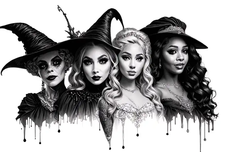 wicked movie, Elphaba, Glinda, Ariana grande, Cynthia erivo tattoo design idea
