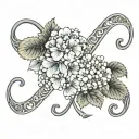 Hydrangea flower mixed with the infinity symbol integrated tattoo design idea