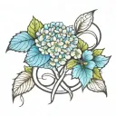 Hydrangea flower mixed with the infinity symbol integrated tattoo design idea