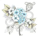 Hydrangea flower mixed with the infinity symbol integrated tattoo design idea