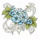 Hydrangea flower mixed with the infinity symbol integrated tattoo design idea
