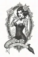 Goth pinup model tattoo design idea