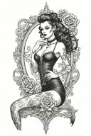 Goth pinup model tattoo design idea