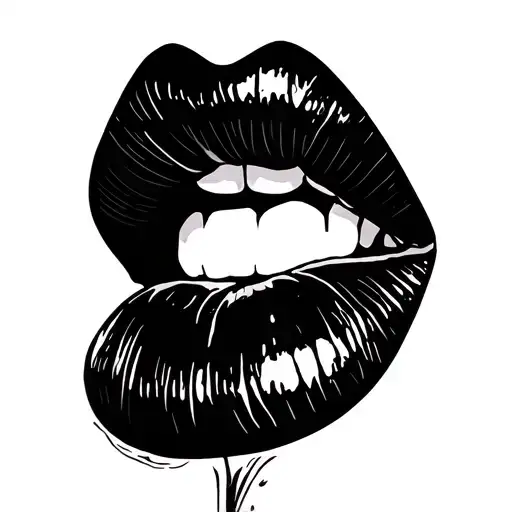 lips point toward right side tattoo design idea
