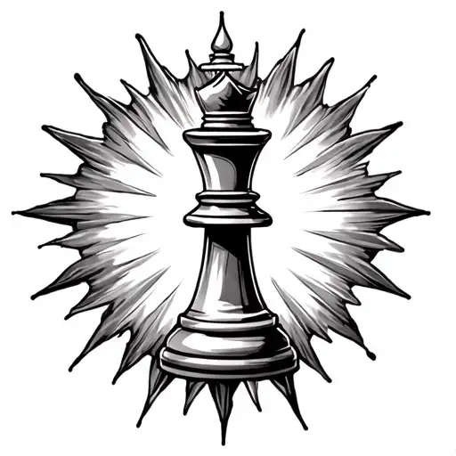 king chess piece with sun behind it tattoo design idea