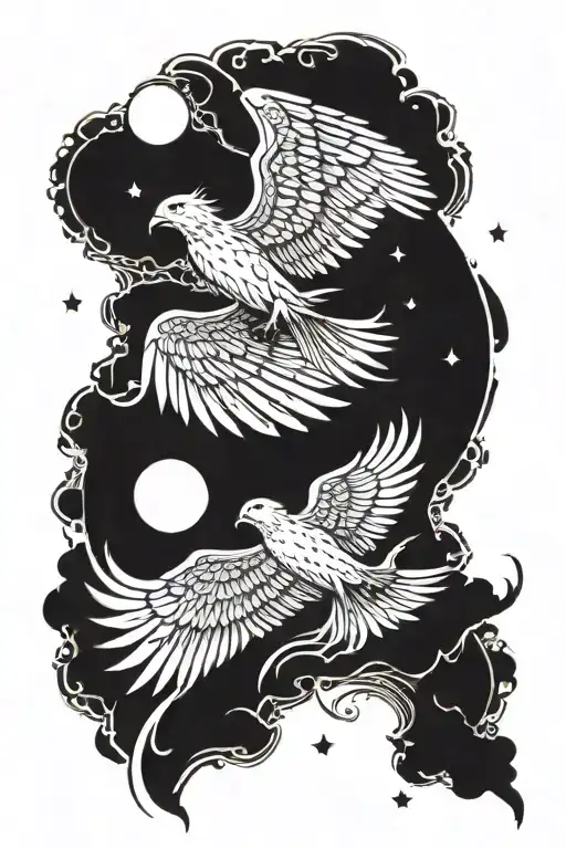 A modern interpretation of Icarus flying too close to the sun, with intricate blackwork detailing tattoo design idea