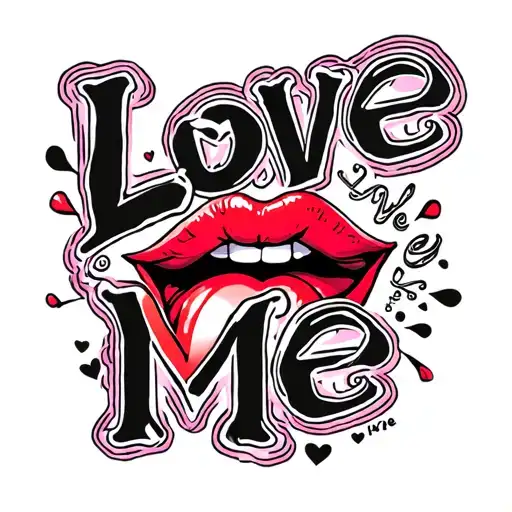 "Love Me" lips and tounge tattoo design idea
