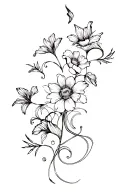 bit of flowers but also other things.very creative. very original. it hasto be wavy and curvy. it still has to be manly  tattoo design idea