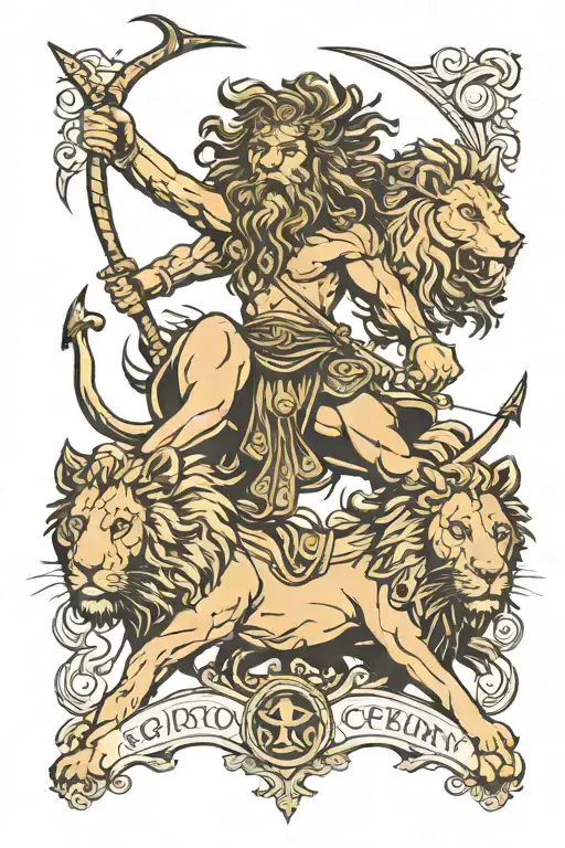 lion, scorpian and centaur archer coming tattoo design idea