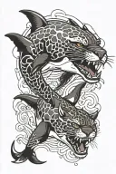 falcon killer whale and jaguar tattoo design idea