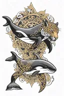 falcon killer whale and jaguar tattoo design idea