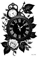 a clock,3 names incorporated (chicchi,rita,luca) a rose and another name on the chest (nerio and elda) tattoo design idea