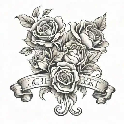 Three musketeers with flowers or the letters G, H, T tattoo design idea
