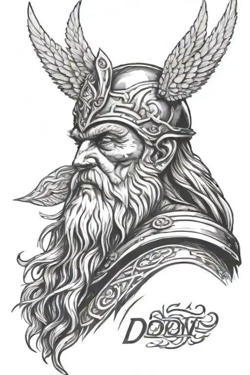 odin portrait facing forward tattoo design idea