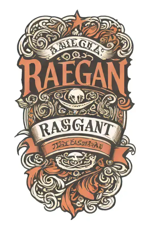 Random lines and detail with the name Raegan tattoo design idea