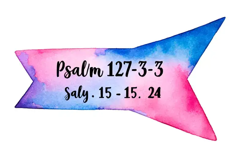 cute arrow with psalm 127:3-5 and date 5-15-24 color pink and blue tattoo design idea