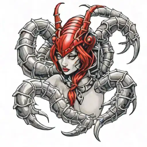 sexy red head girl as a scorpion tattoo design idea