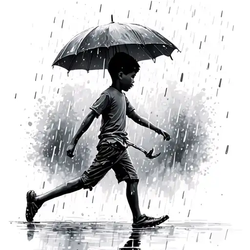 boy dancing in the rain without an umbrella  tattoo design idea