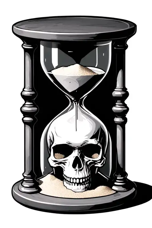 dark hourglass with sand and a skull as the base of the hourglass  tattoo design idea